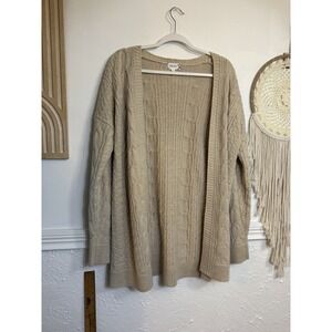 Pink Rose Pink Knit Open Front V-Neck Cardigan Sweater Women's M